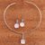 Rose quartz jewelry set, 'Pink Sugar' - Rhodium Plated Necklace and Earrings With Rose Quartz
