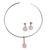 Rose quartz jewelry set, 'Pink Sugar' - Rhodium Plated Necklace and Earrings With Rose Quartz