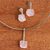 Rose quartz jewelry set, 'Pink Sugar' - Rhodium Plated Necklace and Earrings With Rose Quartz