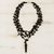 Obsidian pendant necklace, 'Black Crochet' - Obsidian 4 Strand Crochet Necklace from Brazil