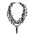 Obsidian pendant necklace, 'Black Crochet' - Obsidian 4 Strand Crochet Necklace from Brazil