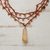 Gold accent citrine and calcite pendant necklace, 'Caramel Crochet' - Citrine and Calcite 3 Strand Gold Accent Crochet Necklace