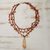 Gold accent citrine and calcite pendant necklace, 'Caramel Crochet' - Citrine and Calcite 3 Strand Gold Accent Crochet Necklace