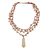 Gold accent citrine and calcite pendant necklace, 'Caramel Crochet' - Citrine and Calcite 3 Strand Gold Accent Crochet Necklace