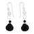 Quartz and agate dangle earrings, 'Clarity and Shadow' - Black Agate and Crystal Quartz Earrings from Brazil