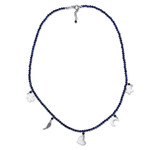 Lapis lazuli beaded charm necklace, 'Royal Inspiration' - Sterling Silver and Lapis Lazuli Beaded Charm Necklace