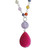 Multi-gemstone pendant necklace, 'Hot Pink in Springtime' - Brazilian Hot Pink Quartz & Multi-Gemstone Necklace
