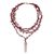 Rose quartz pendant necklace, 'Pink Crochet' - Rose Quartz 4 Strand Crochet Necklace from Brazil