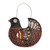 Ceramic wall art, 'Homey Bird' - Hand-Painted Bird-Themed Brown and Green Ceramic Wall Art