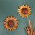 Acentos de pared de cerámica, (par) - Par De Acento De Pared De Cerámica Pintada Con Forma De Girasol Esmaltada