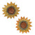Acentos de pared de cerámica, (par) - Par De Acento De Pared De Cerámica Pintada Con Forma De Girasol Esmaltada