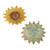 Acentos de pared de cerámica, (par) - Par De Acento De Pared De Cerámica Pintada Con Forma De Girasol Esmaltada