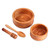 Juego de tazones de condimentos de madera, (4 piezas) - Juego de Cuencos y Utensilios para Servir de Madera de Haya Marrón (4 Piezas)