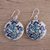 Ceramic dangle earrings, 'Blossom Dance' - Hand-Painted Floral Sterling Silver Earrings from India