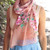 Hand-painted silk scarf, 'Garden Delight' - Armenian Beige Silk Scarf with Hand-Painted Floral Motifs