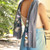 Hand-painted silk scarf, 'Chic Bouquet' - Grey Silk Scarf with Hand-Painted Floral Motifs from Armenia