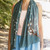 Hand-painted silk scarf, 'Teal Blooming' - Hand-Painted Floral Soft Teal Silk Scarf from Armenia