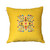 Embroidered cushion cover, 'Yellow Icon' - Marash Embroidered Yellow Cushion Cover with Acrylic Motif