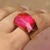 Wood and resin domed ring, 'Pink Splendor' - Handcrafted Apricot Wood and Resin Domed Ring in Fuchsia