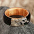 Wood and resin band ring, 'Chic Darkness' - Hand-Carved Dark-Toned Apricot Wood and Resin Band Ring