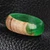 Wood and resin band ring, 'Chic Green' - Handcrafted Apricot Wood and Resin Band Ring in Green