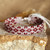 Pulsera de cuentas de vidrio - Pulsera Artesanal Hecha A Mano Con Cuentas De Vidrio Rojo Y Flores