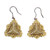 Glass beaded dangle earrings, 'Palatial Pyramids' - Pyramid-Themed Golden and Beige Glass Beaded Dangle Earrings
