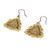 Glass beaded dangle earrings, 'Palatial Pyramids' - Pyramid-Themed Golden and Beige Glass Beaded Dangle Earrings