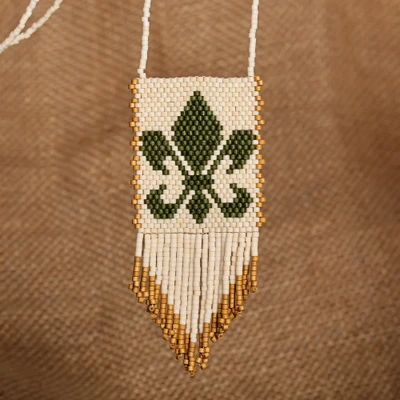 Glass beaded pendant necklace, 'Noble Harmony' - Traditional Glass Beaded Pendant Necklace Made in Armenia