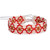 Glass beaded wristband bracelet, 'Spring Desire' - Folk Art Spring-Themed Red Glass Beaded Wristband Bracelet