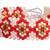 Glass beaded wristband bracelet, 'Spring Desire' - Folk Art Spring-Themed Red Glass Beaded Wristband Bracelet