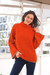 Alpaca blend funnel neck sweater, 'Sumptuous Warmth in Orange' - Funnel Neck Alpaca Blend Sweater in Orange and Grey Hues