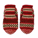 Knit socks, 'Cozy Steps' - Classic Patterned Red and Green Acrylic and Wool Knit Socks