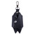 Leather keychain, 'Night Knight in Black' - Bat-Themed 100% Black Leather Keychain from Armenia