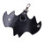 Leather keychain, 'Night Knight in Black' - Bat-Themed 100% Black Leather Keychain from Armenia