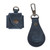 Leather earbud holder and key fob set, 'Grab and Go' - 100% Blue Leather Earbud Holder and Keychain Set
