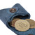 Leather earbud holder and key fob set, 'Grab and Go' - 100% Blue Leather Earbud Holder and Keychain Set