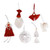 Cotton macrame ornaments, 'Crimson Wonderland' (set of 6) - Set of 6 Christmas-Inspired Red Cotton Macrame Ornaments