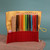 Wooden colored pencils set and cotton case, 'Creative Red' - Eco-Friendly Wooden Colored Pencil Set with Cotton Roll Case