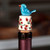 Ceramic bottle stopper, 'Spring Elixir' - Spring-Themed Ceramic Bottle Stopper with Blue Bird Detail