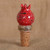 Ceramic bottle stopper, 'Pomegranate Essential' - Fair Trade Glazed Pomegranate-Shaped Ceramic Bottle Stopper