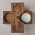 Wood condiment bowl, 'Arevakhach Blessing' - Walnut Wood Two-Compartment Condiment Bowl from Armenia