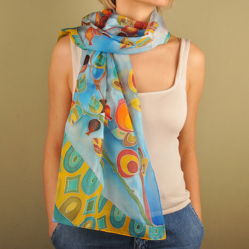 Leafy Silky Scarf   Monstera Scarf, Leaves, Silk Scarf, Gift for Her, Nature  main image 3