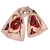 Silk scarf, 'Romantic Tulip' - Armenian-Made Hand-Painted Red Tulip Silk Scarf in Beige