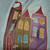 Silk scarf, 'My City' - Artisan-Made Hand-Painted Cityscape-Themed Green Silk Scarf