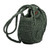 Macrame sling bag, 'Forest Cycle' - Knit Macrame Round Green Sling Bag with Wood Button Closure