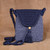 Knit sling bag, 'Adventures in Blue' - Bohemian Blue Knit Sling Bag with Braided Strap from Armenia