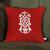 Embroidered cushion cover, 'Vermilion Heritage' - Classic Zippered Acrylic Embroidered Vermilion Cushion Cover