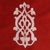 Embroidered cushion cover, 'Vermilion Heritage' - Classic Zippered Acrylic Embroidered Vermilion Cushion Cover