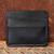 Leather card holder, 'Frugal Obsidian' - Handmade 100% Leather Card Holder in an Obsidian Black Hue